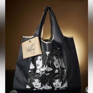 Whitney Houston Foldable reusable Tote Bag, With Small Pouch Attached